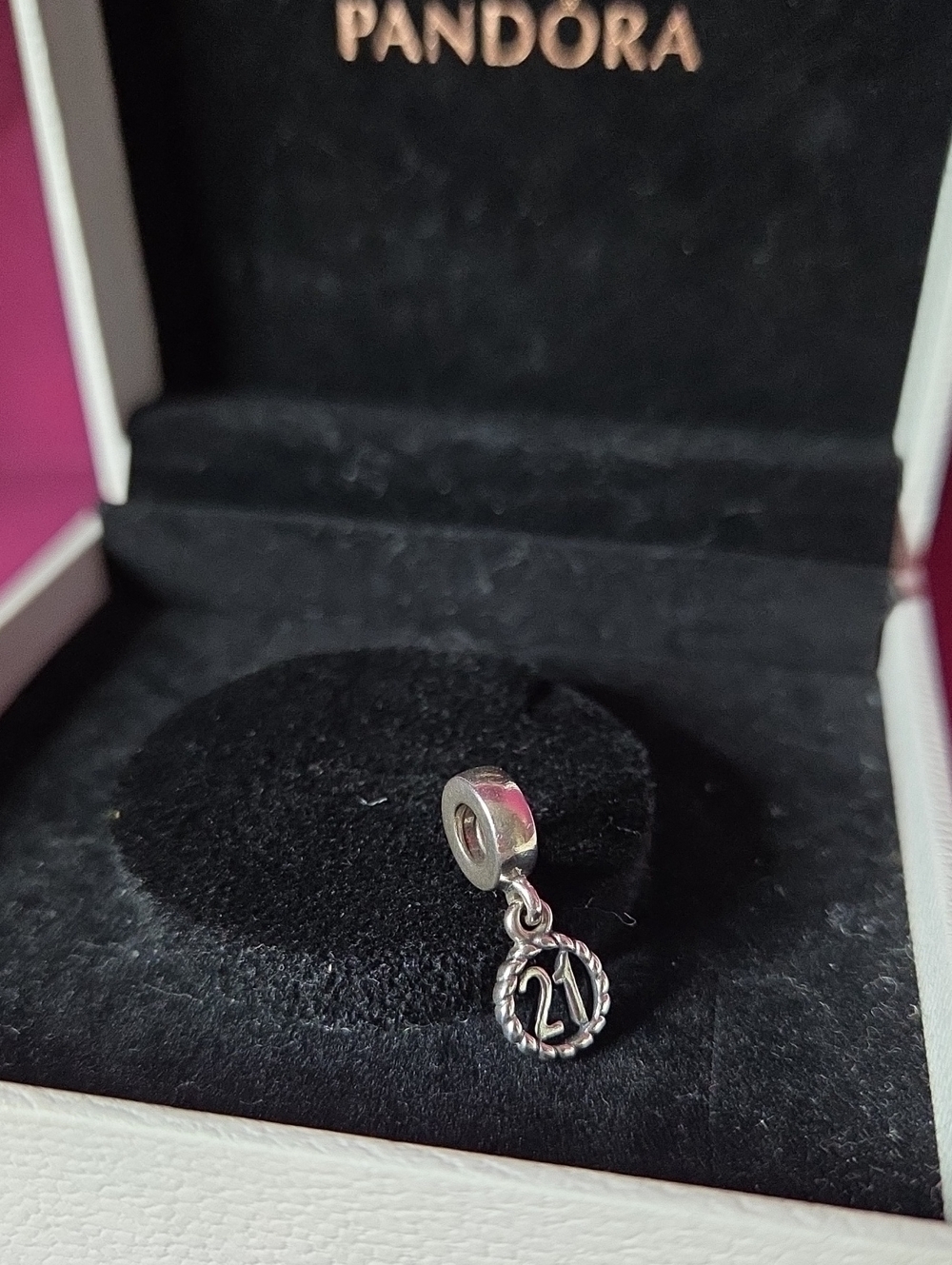 Retired Pandora 21st Birthday Milestone Sterling Silver Dangle Charm 790496